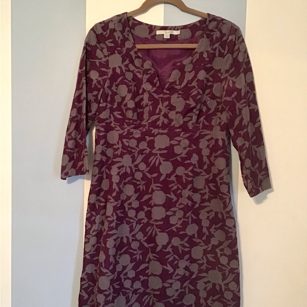 Boden Purple Floral Corduroy Dress